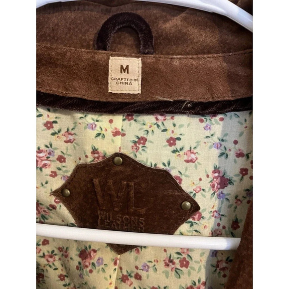 Wilsons Leather Chocolate Brown Suede Leather Jacket Blazer Size Medium Vintage - Picture 2 of 5